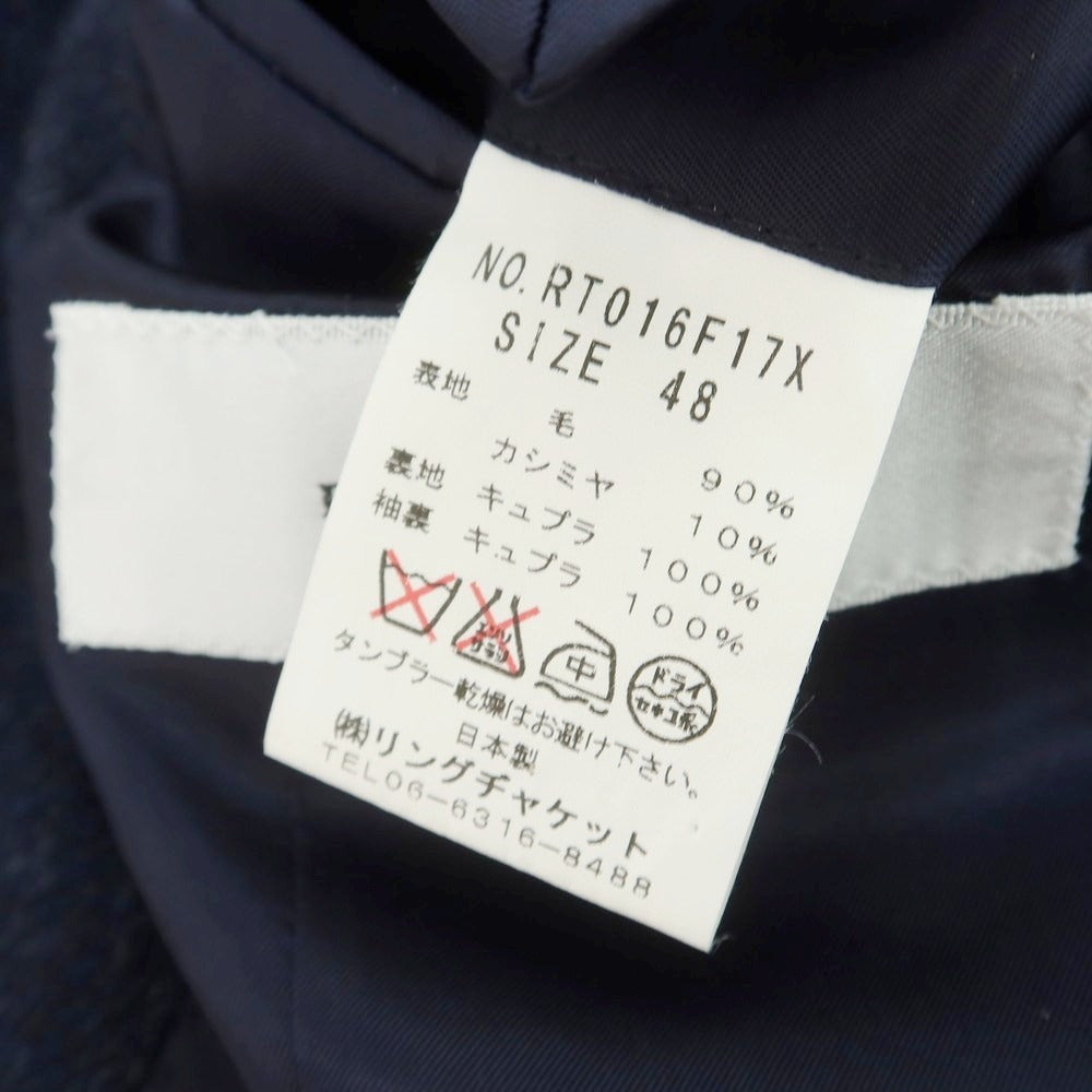 【中古】リングヂャケット RING JACKET ウールカシミヤ チェスターフィールドコート ネイビー【 48 】【 状態ランクB 】【 メンズ 】