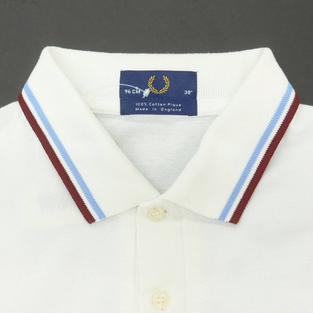 【中古】フレッドペリー FRED PERRY コットン 鹿の子 半袖ポロシャツ ホワイト【 38 】【 状態ランクC 】【 メンズ 】