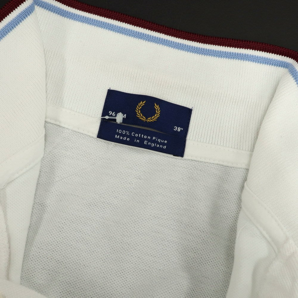 【中古】フレッドペリー FRED PERRY コットン 鹿の子 半袖ポロシャツ ホワイト【 38 】【 状態ランクC 】【 メンズ 】
