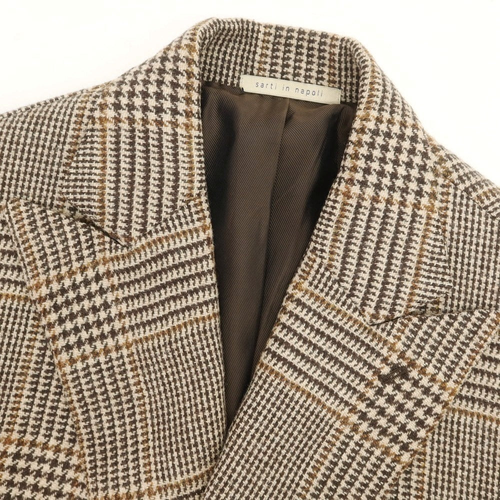 【中古】デペトリロ DE PETRILLO ウール チェック テーラードジャケット ブラウン系【 42 】【 状態ランクC 】【 メンズ 】