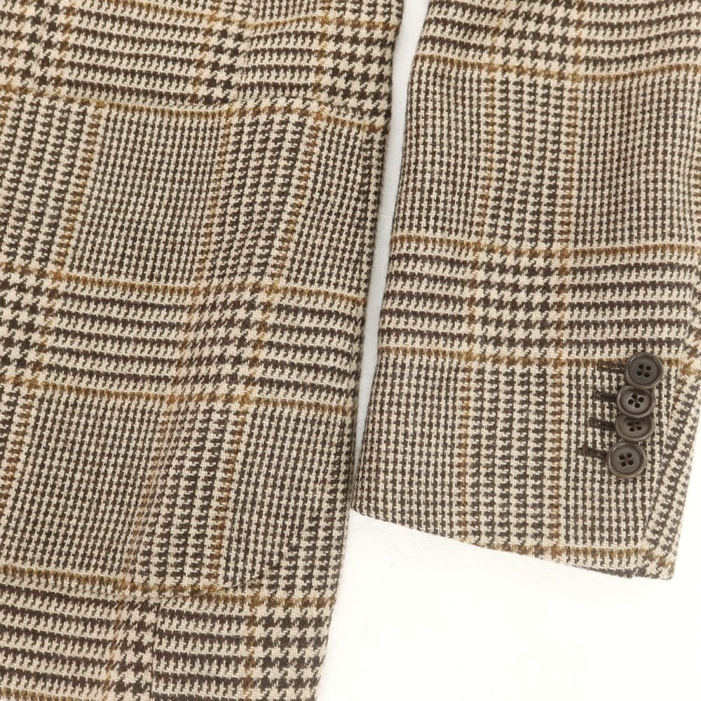 【中古】デペトリロ DE PETRILLO ウール チェック テーラードジャケット ブラウン系【 42 】【 状態ランクC 】【 メンズ 】