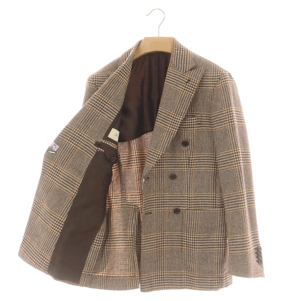 【中古】デペトリロ DE PETRILLO ウール チェック テーラードジャケット ブラウン系【 42 】【 状態ランクC 】【 メンズ 】