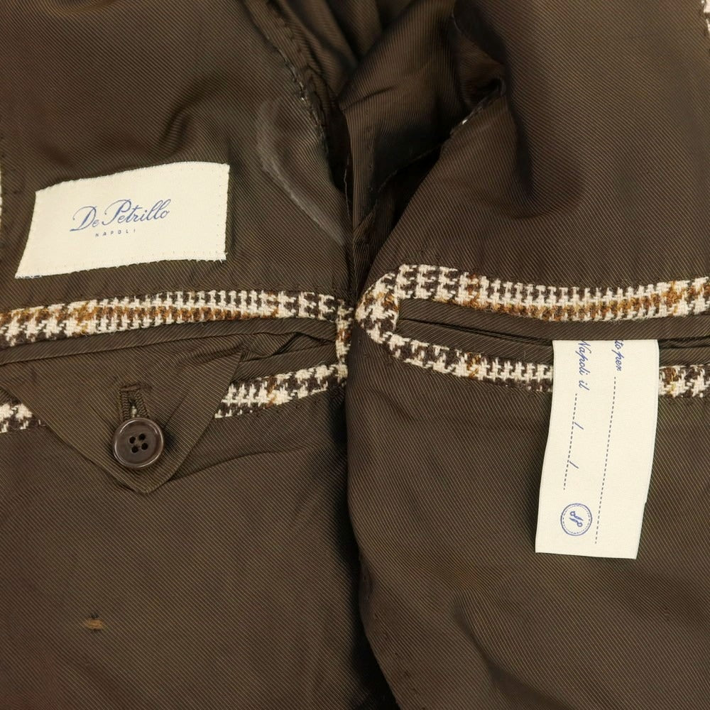 【中古】デペトリロ DE PETRILLO ウール チェック テーラードジャケット ブラウン系【 42 】【 状態ランクC 】【 メンズ 】