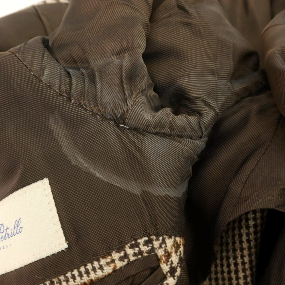 【中古】デペトリロ DE PETRILLO ウール チェック テーラードジャケット ブラウン系【 42 】【 状態ランクC 】【 メンズ 】