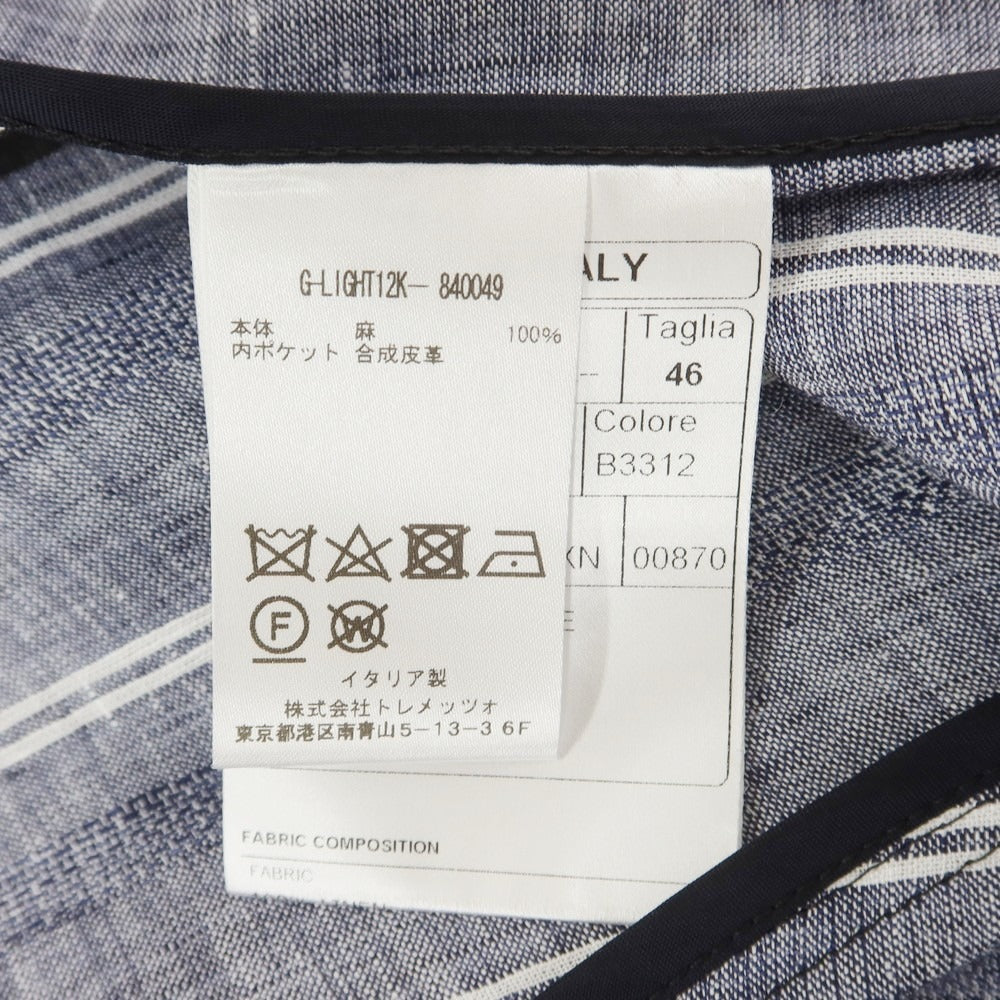 【中古】タリアトーレ TAGLIATORE リネン ストライプ テーラードジャケット ブルー【 46 】【 状態ランクA 】【 メンズ 】