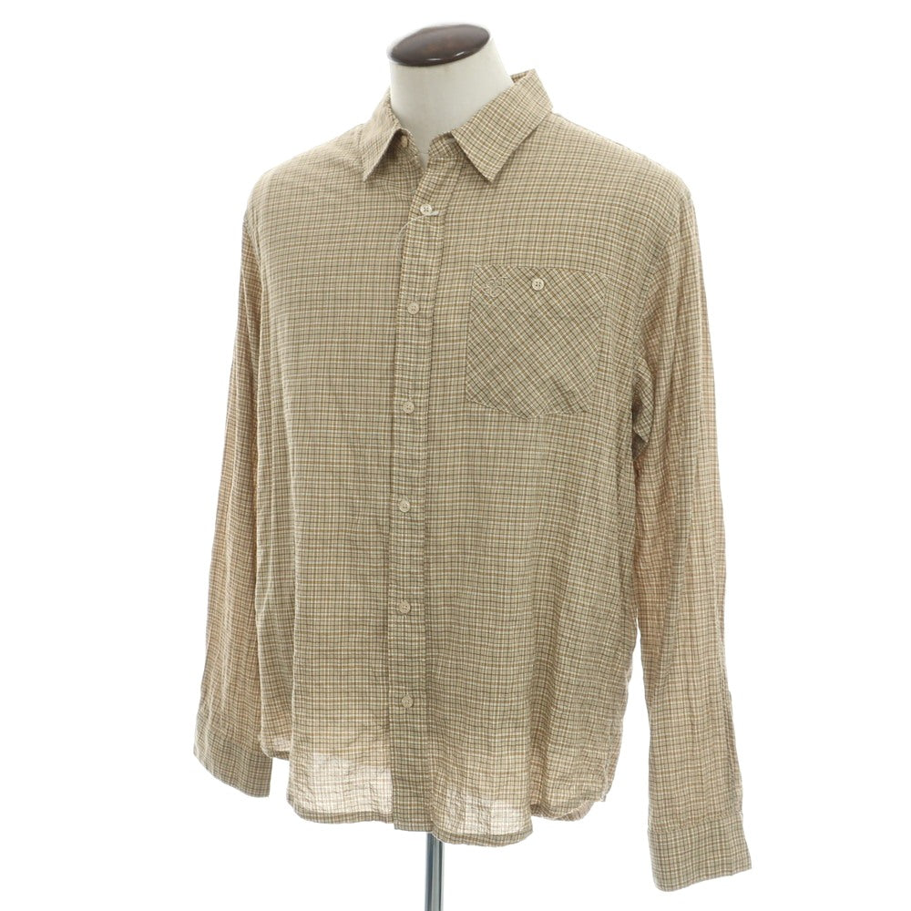 【中古】サタデーズ ニューヨークシティ Saturdays NYC コットン チェック レギュラーカラー カジュアルシャツ ベージュ【 L 】【 状態ランクB 】【 メンズ 】
