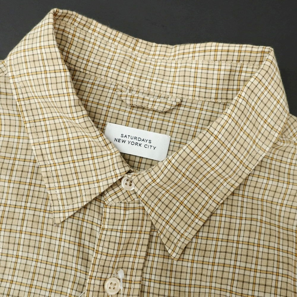 【中古】サタデーズ ニューヨークシティ Saturdays NYC コットン チェック レギュラーカラー カジュアルシャツ ベージュ【 L 】【 状態ランクB 】【 メンズ 】