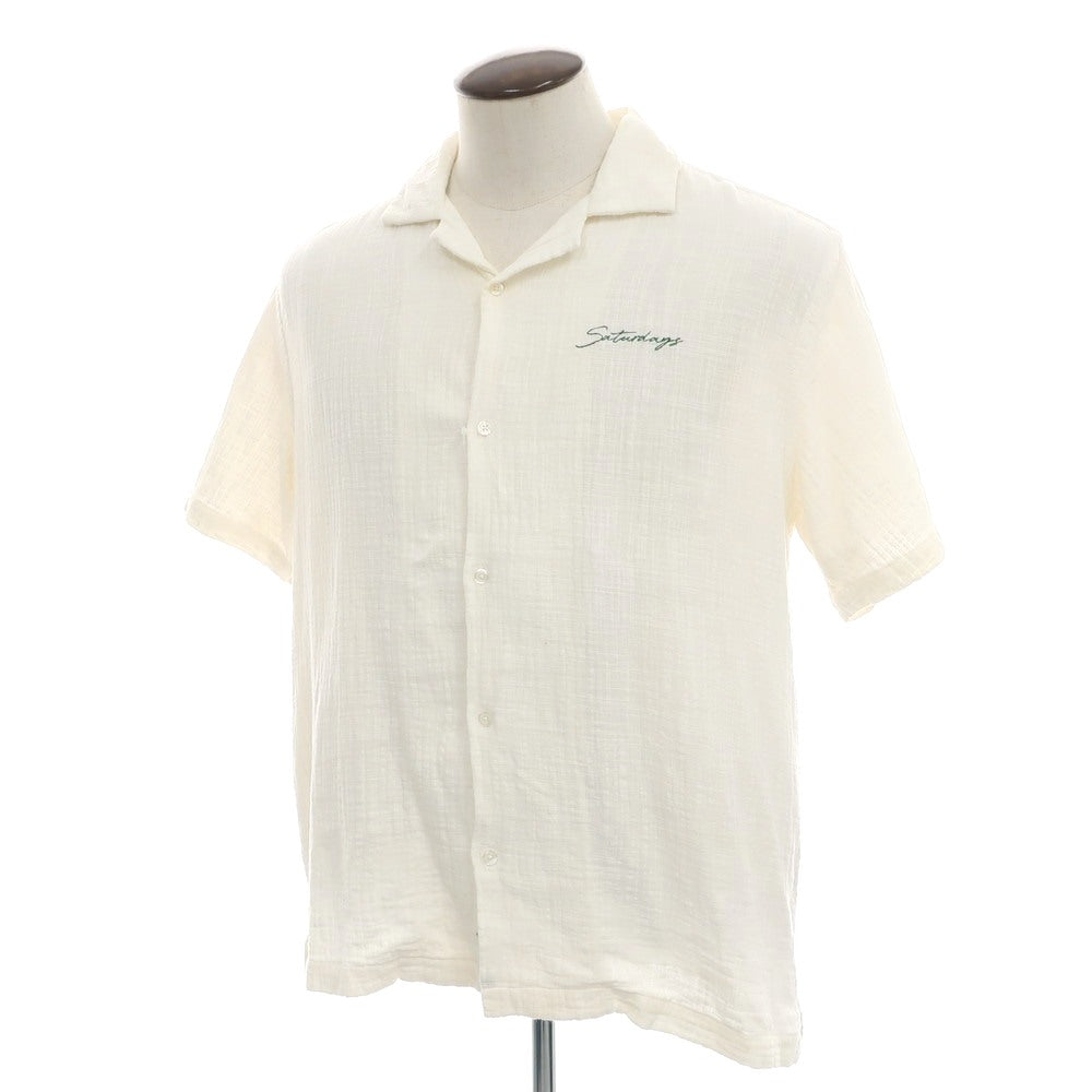 【中古】サタデーズ ニューヨークシティ Saturdays NYC コットン オープンカラー 半袖シャツ アイボリー【 L 】【 状態ランクD 】【 メンズ 】