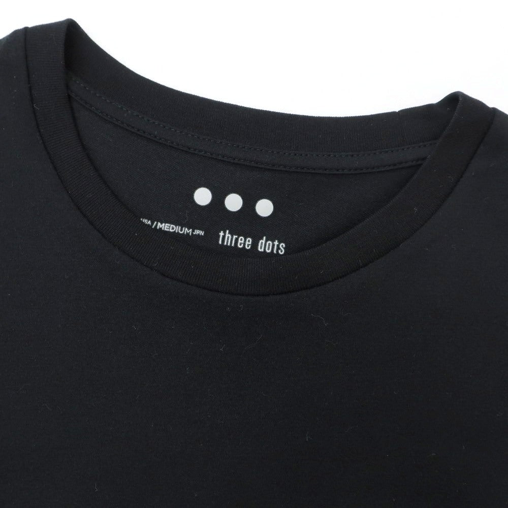 【中古】スリードッツ three dots コットンポリエステル クルーネック 半袖Tシャツ ブラック【 M 】【 状態ランクB 】【 メンズ 】