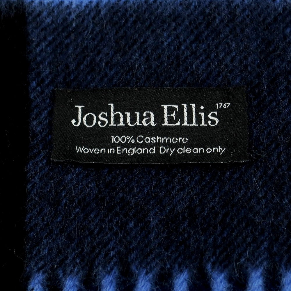 【中古】ジョシュアエリス Joshua Ellis カシミヤ チェック 大判 マフラー ブルーxブラック【 状態ランクA 】【 メンズ 】