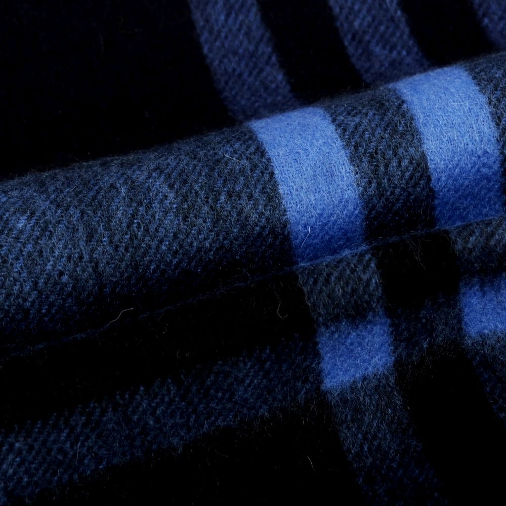 【中古】ジョシュアエリス Joshua Ellis カシミヤ チェック 大判 マフラー ブルーxブラック【 状態ランクA 】【 メンズ 】