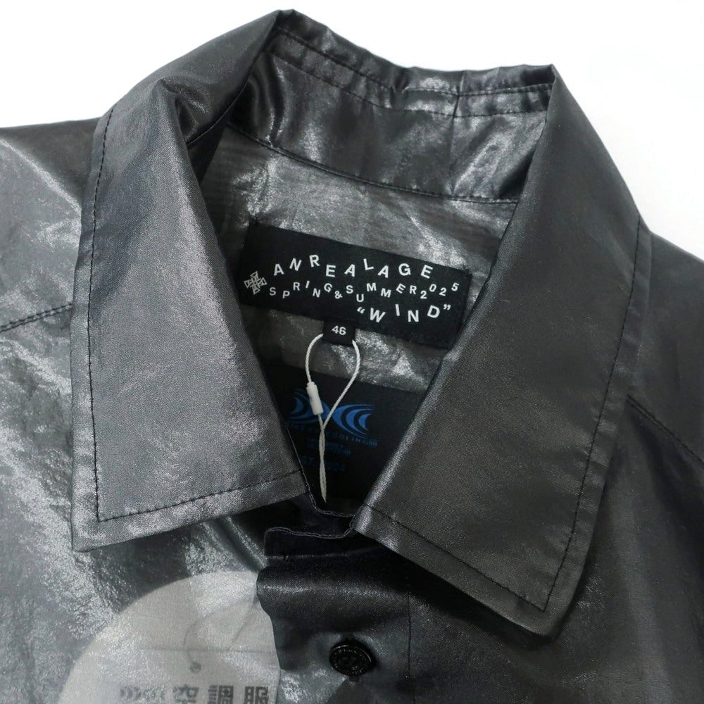【中古】【未使用】アンリアレイジ ANREALAGE 2025年春夏 WINDPROOF ORGANDY SHIRTS ポリエステル カジュアルシャツ ブラック【 46 】【 状態ランクS 】【 メンズ 】