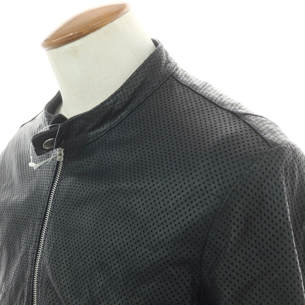 【中古】ジョルジオブラット GIORGIO BRATO パンチング ラムレザー ライダースジャケット ブラック【 50 】【 状態ランクC 】【 メンズ 】