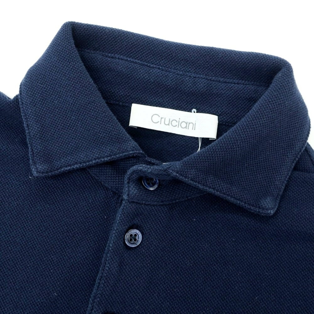 【中古】クルチアーニ CRUCIANI コットン 鹿の子 半袖ポロシャツ ネイビー【 46 】【 状態ランクB 】【 メンズ 】