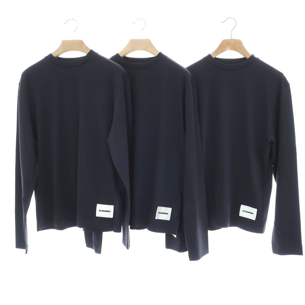 【中古】ジルサンダー JIL SANDER 3枚セット オーガニックコットン クルーネック 長袖Tシャツ グレイッシュネイビー系【 S 】【 状態ランクB 】【 メンズ 】