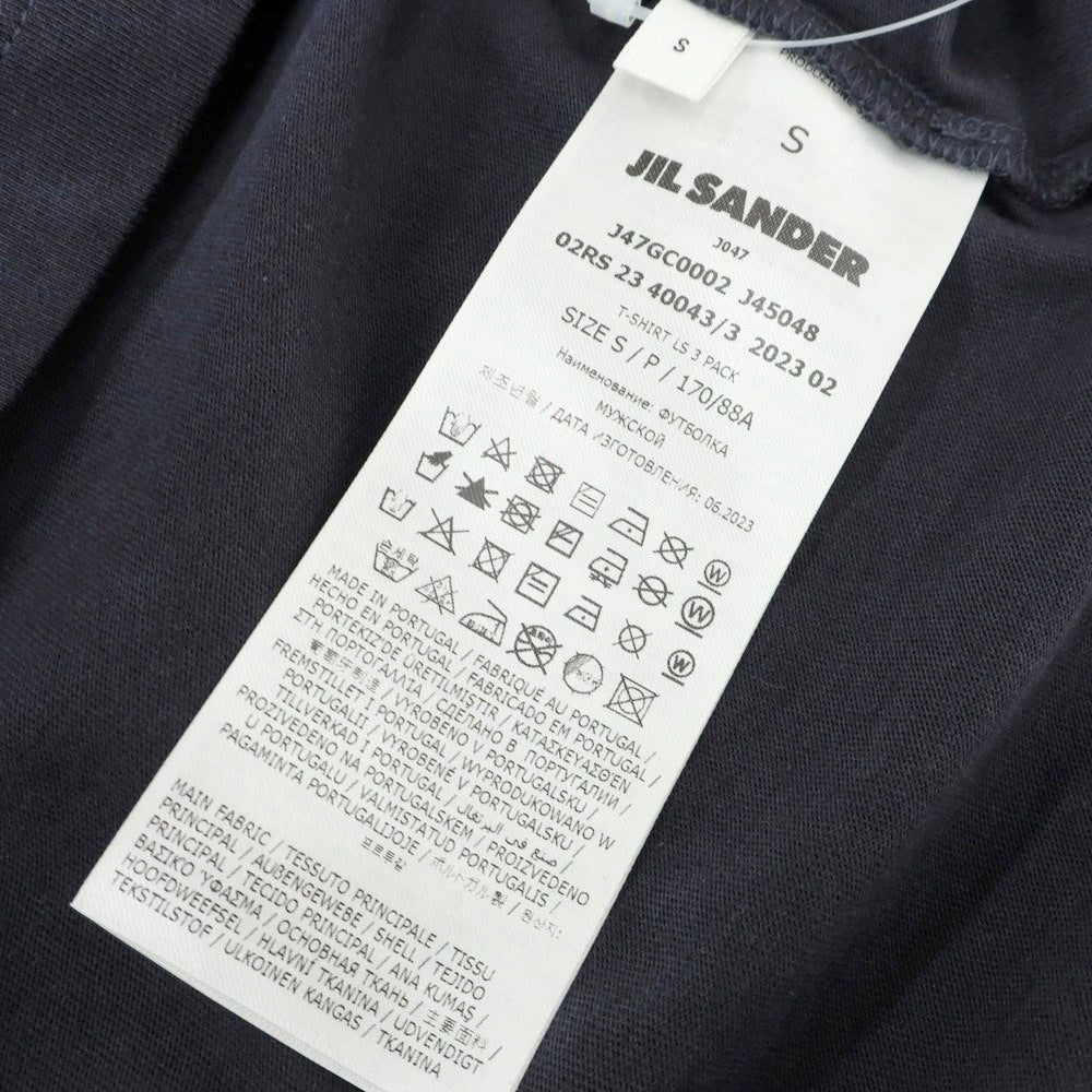 【中古】ジルサンダー JIL SANDER 3枚セット オーガニックコットン クルーネック 長袖Tシャツ グレイッシュネイビー系【 S 】【 状態ランクB 】【 メンズ 】