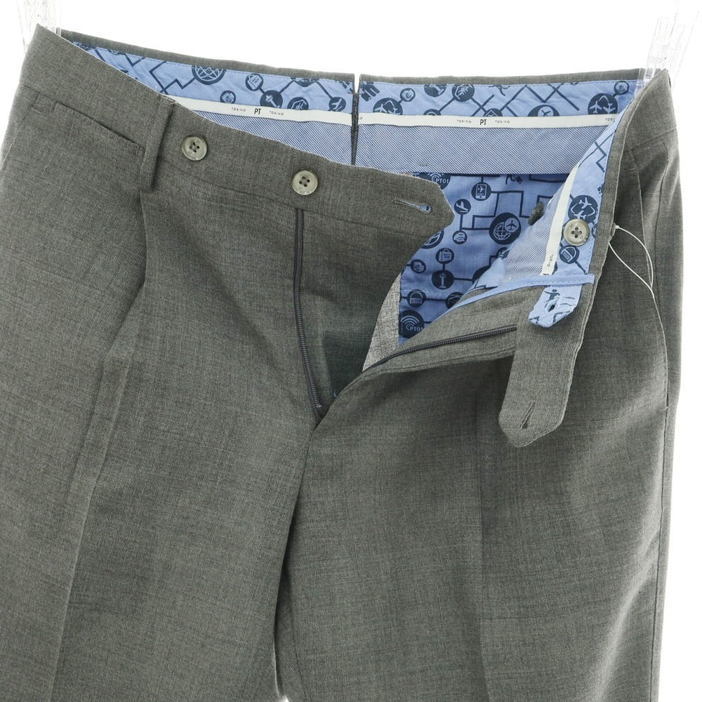 【中古】ピーティートリノ PT TORINO TECHNO WASHABLE WOOL ストレッチ ポリエステルウール ドレススラックスパンツ ミディアムグレー【 46 】【 状態ランクA 】【 メンズ 】