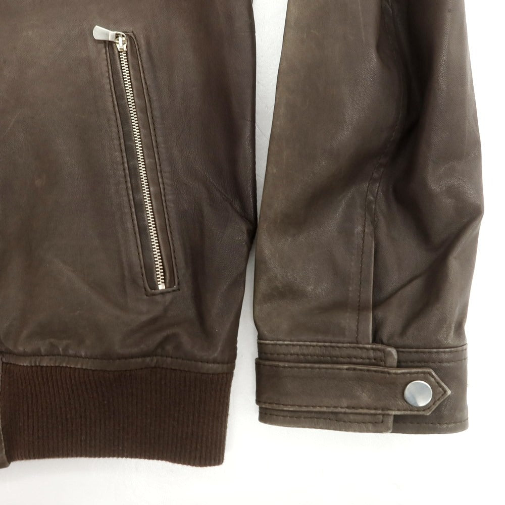 【中古】ルイジボレッリ ラグジュアリーヴィンテージ LUIGIBORRELLI LUXURY VINTAGE レザーブルゾン ダークブラウン【 表記なし(S位) 】【 状態ランクD 】【 メンズ 】