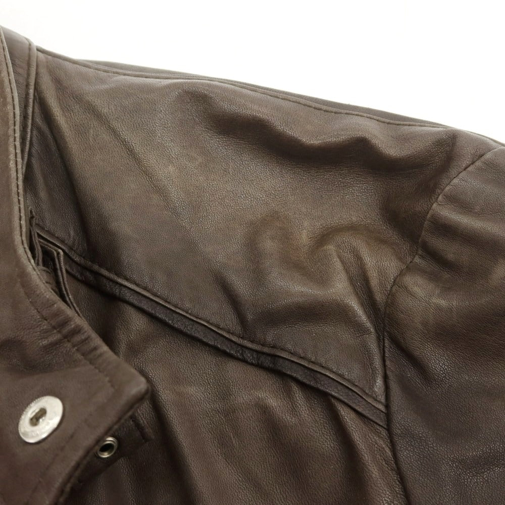 【中古】ルイジボレッリ ラグジュアリーヴィンテージ LUIGIBORRELLI LUXURY VINTAGE レザーブルゾン ダークブラウン【 表記なし(S位) 】【 状態ランクD 】【 メンズ 】