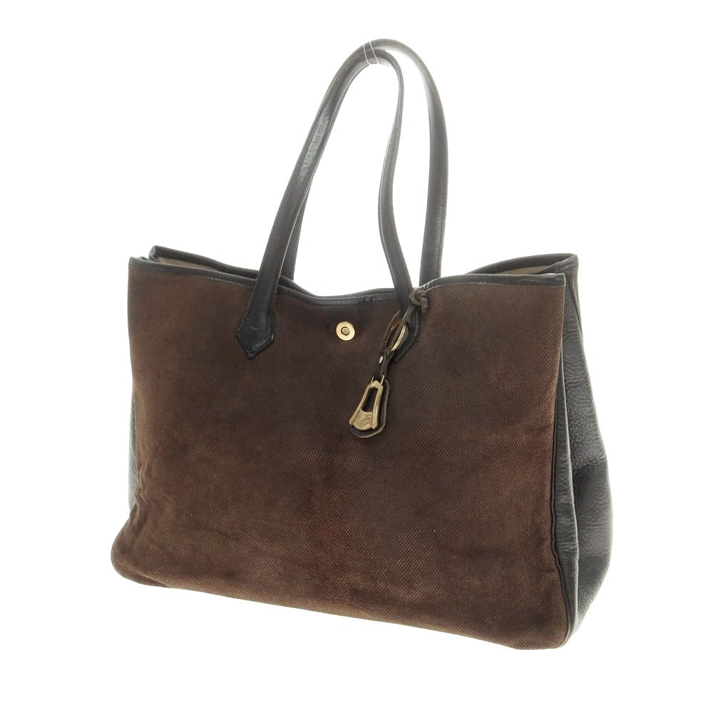 【中古】シセイ Cisei キャンバス レザー トートバッグ ダークブラウンxブラック【 状態ランクD 】【 メンズ 】