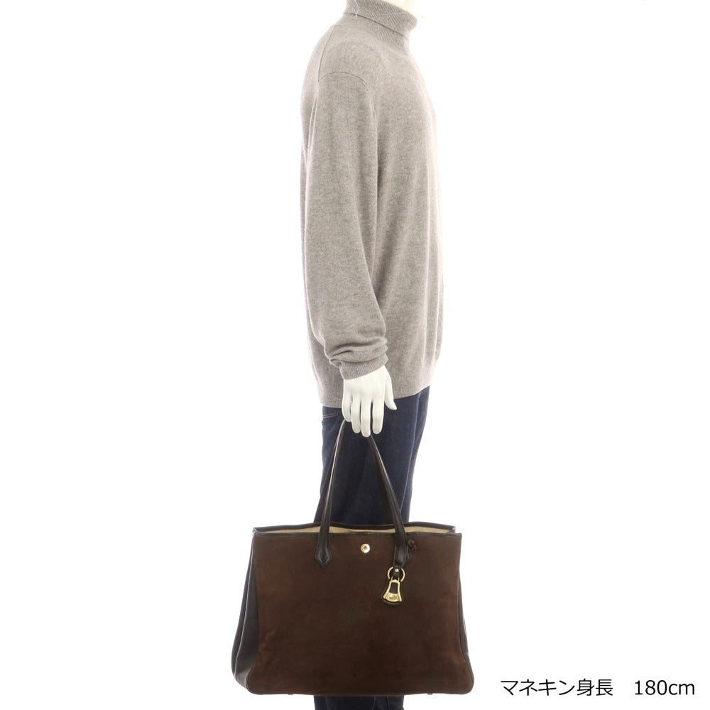 【中古】シセイ Cisei キャンバス レザー トートバッグ ダークブラウンxブラック【 状態ランクD 】【 メンズ 】