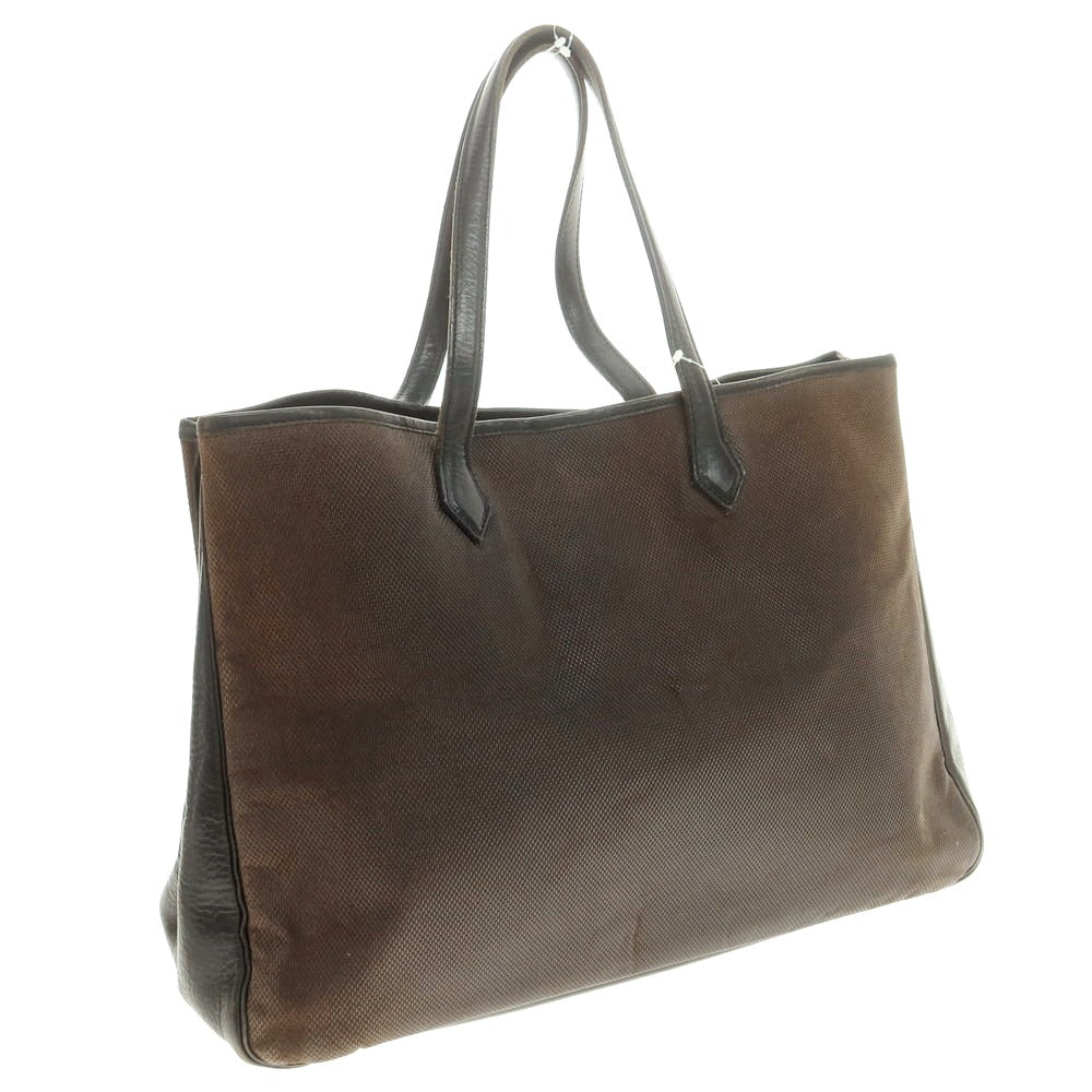 【中古】シセイ Cisei キャンバス レザー トートバッグ ダークブラウンxブラック【 状態ランクD 】【 メンズ 】