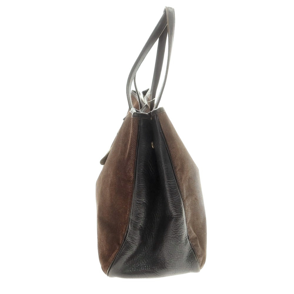 【中古】シセイ Cisei キャンバス レザー トートバッグ ダークブラウンxブラック【 状態ランクD 】【 メンズ 】