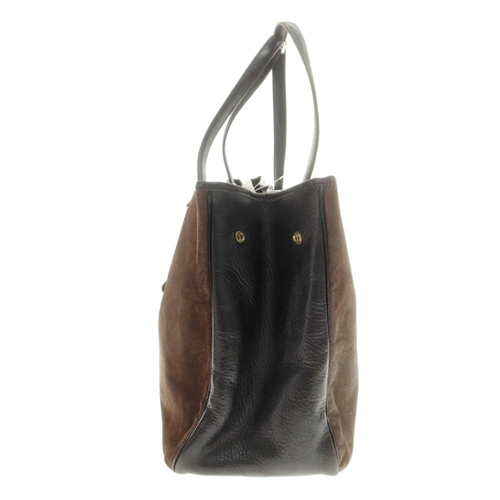 【中古】シセイ Cisei キャンバス レザー トートバッグ ダークブラウンxブラック【 状態ランクD 】【 メンズ 】