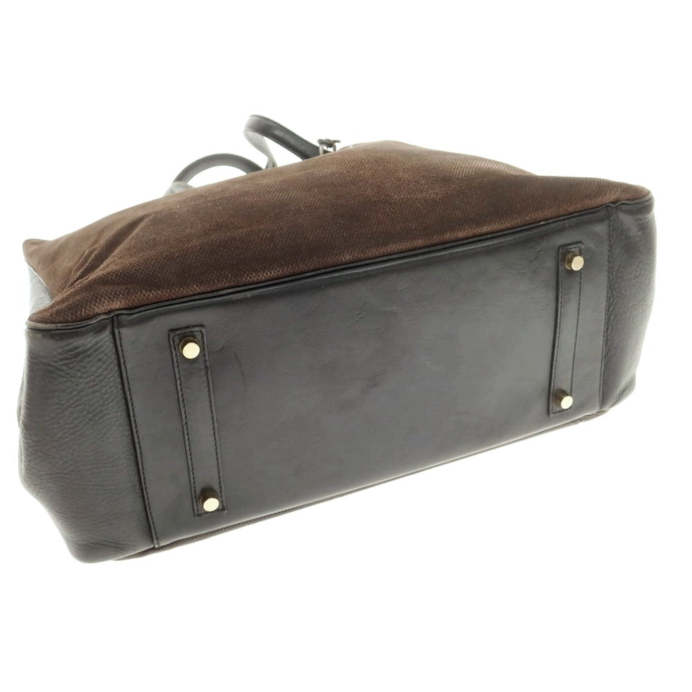 【中古】シセイ Cisei キャンバス レザー トートバッグ ダークブラウンxブラック【 状態ランクD 】【 メンズ 】