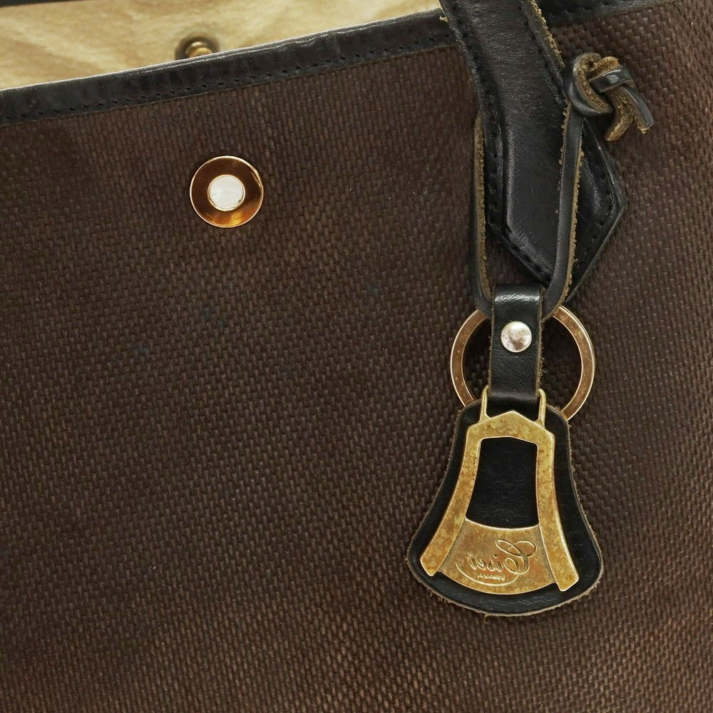 【中古】シセイ Cisei キャンバス レザー トートバッグ ダークブラウンxブラック【 状態ランクD 】【 メンズ 】