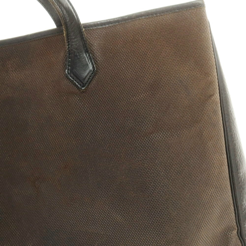 【中古】シセイ Cisei キャンバス レザー トートバッグ ダークブラウンxブラック【 状態ランクD 】【 メンズ 】