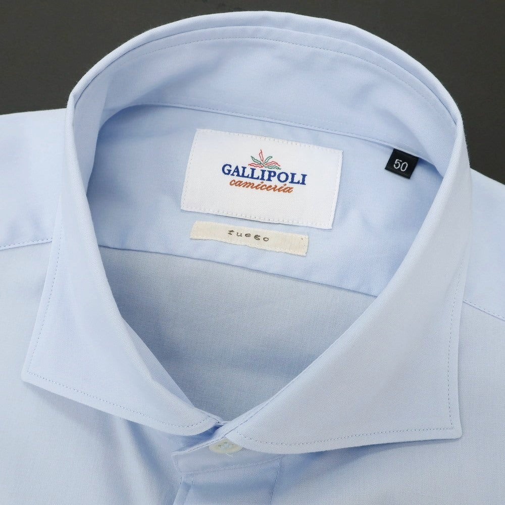【中古】ガリポリカミチェリア GALLIPOLI camiceria fuego ストレッチ コットン ワイドカラー ドレスシャツ ライトブルー【 50 】【 状態ランクB 】【 メンズ 】