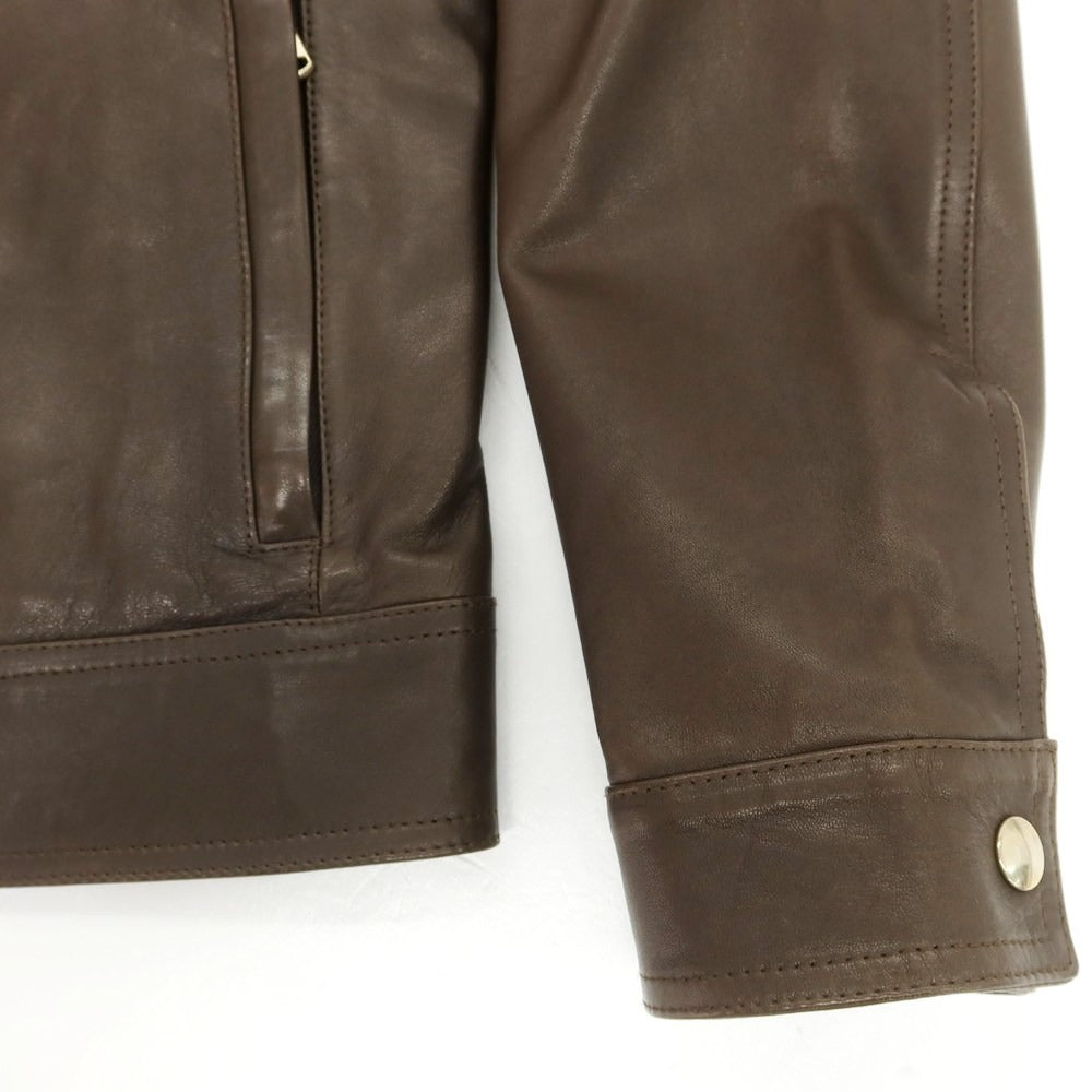 【中古】エンメティ EMMETI JURI ラムスキン シングルライダースジャケット ブラウン【 50 】【 状態ランクC 】【 メンズ 】