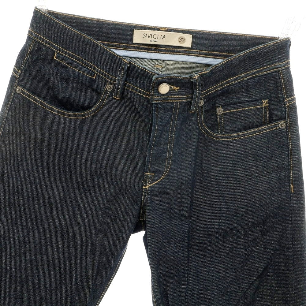 【中古】シビリア SIVIGLIA ストレッチ ジーンズ デニムパンツ ネイビー【 33 】【 状態ランクD 】【 メンズ 】