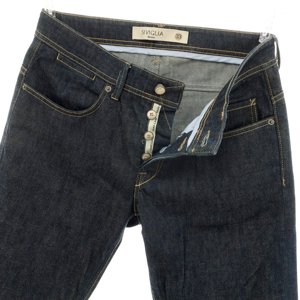 【中古】シビリア SIVIGLIA ストレッチ ジーンズ デニムパンツ ネイビー【 33 】【 状態ランクD 】【 メンズ 】