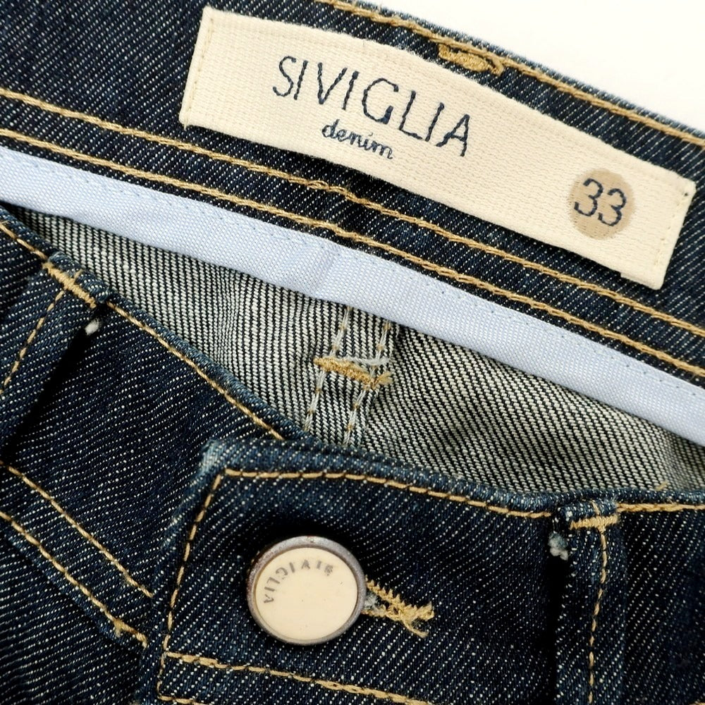 【中古】シビリア SIVIGLIA ストレッチ ジーンズ デニムパンツ ネイビー【 33 】【 状態ランクD 】【 メンズ 】
