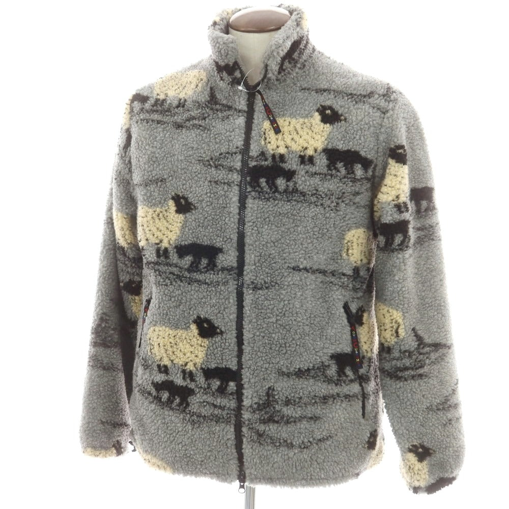 【中古】ファーフィールド オリジナル FARFIELD ORIGINAL ヒツジ柄 フリースジャケット グレーxブラック【 4 】【 状態ランクB 】【 メンズ 】