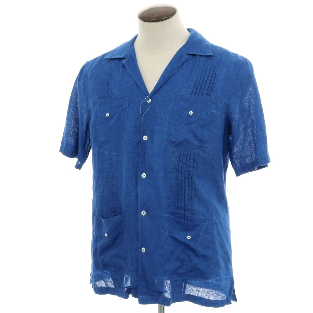 【中古】ラルディーニ LARDINI リネン オープンカラー 半袖シャツ ブルー【 L 】【 状態ランクB 】【 メンズ 】