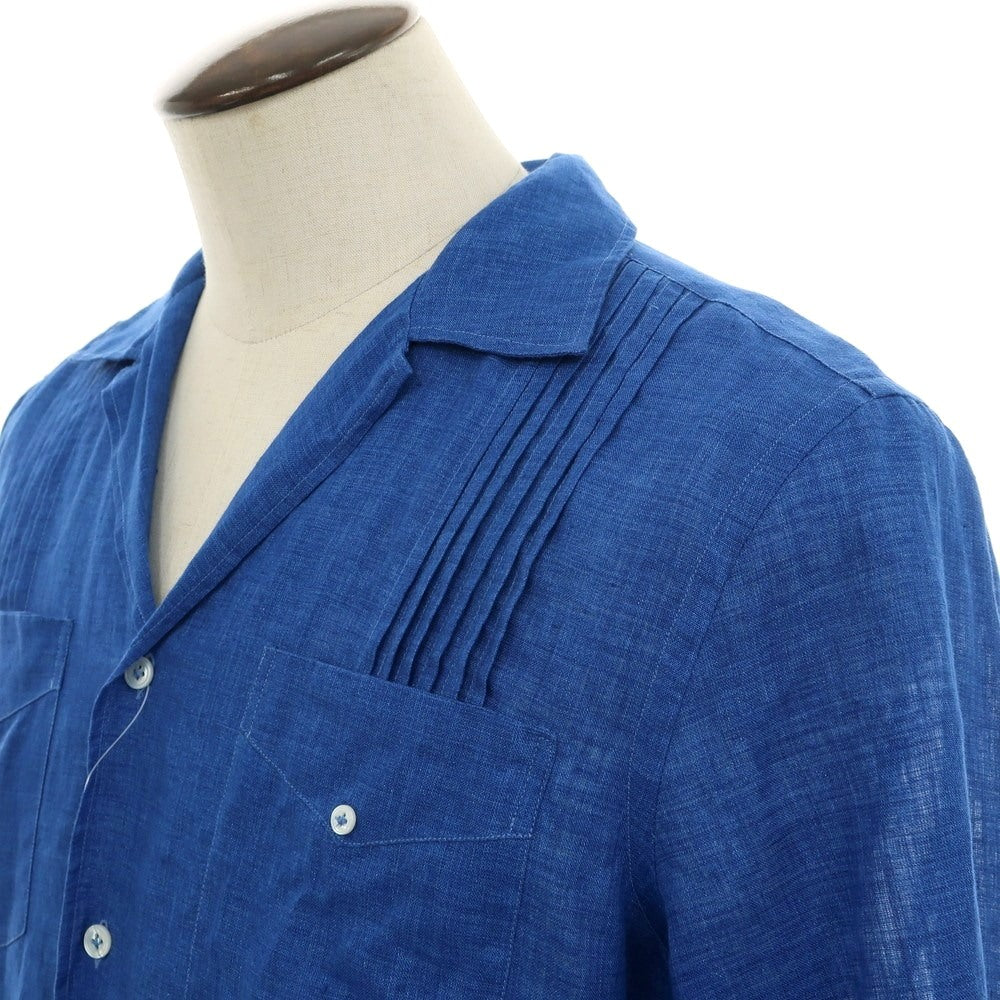 【中古】ラルディーニ LARDINI リネン オープンカラー 半袖シャツ ブルー【 L 】【 状態ランクB 】【 メンズ 】