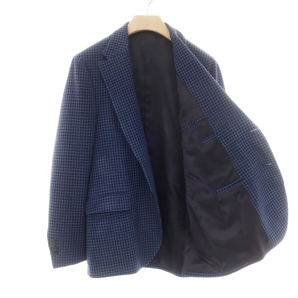 【SALE30%OFF/返品不可】【中古】ラルディーニ LARDINI ストレッチウールナイロン ハウンドトゥース テーラードジャケット ブルーxダークネイビー【 52 】【 状態ランクD 】【 メンズ 】