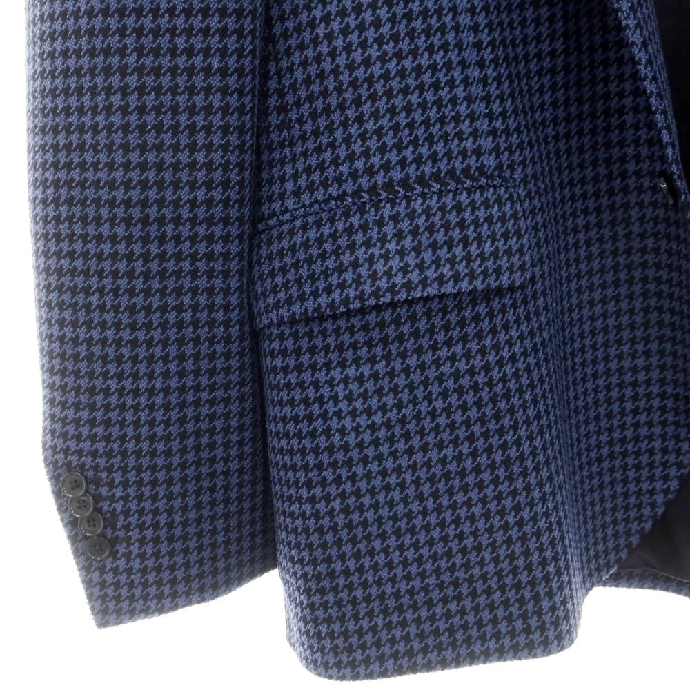 【SALE30%OFF/返品不可】【中古】ラルディーニ LARDINI ストレッチウールナイロン ハウンドトゥース テーラードジャケット ブルーxダークネイビー【 52 】【 状態ランクD 】【 メンズ 】