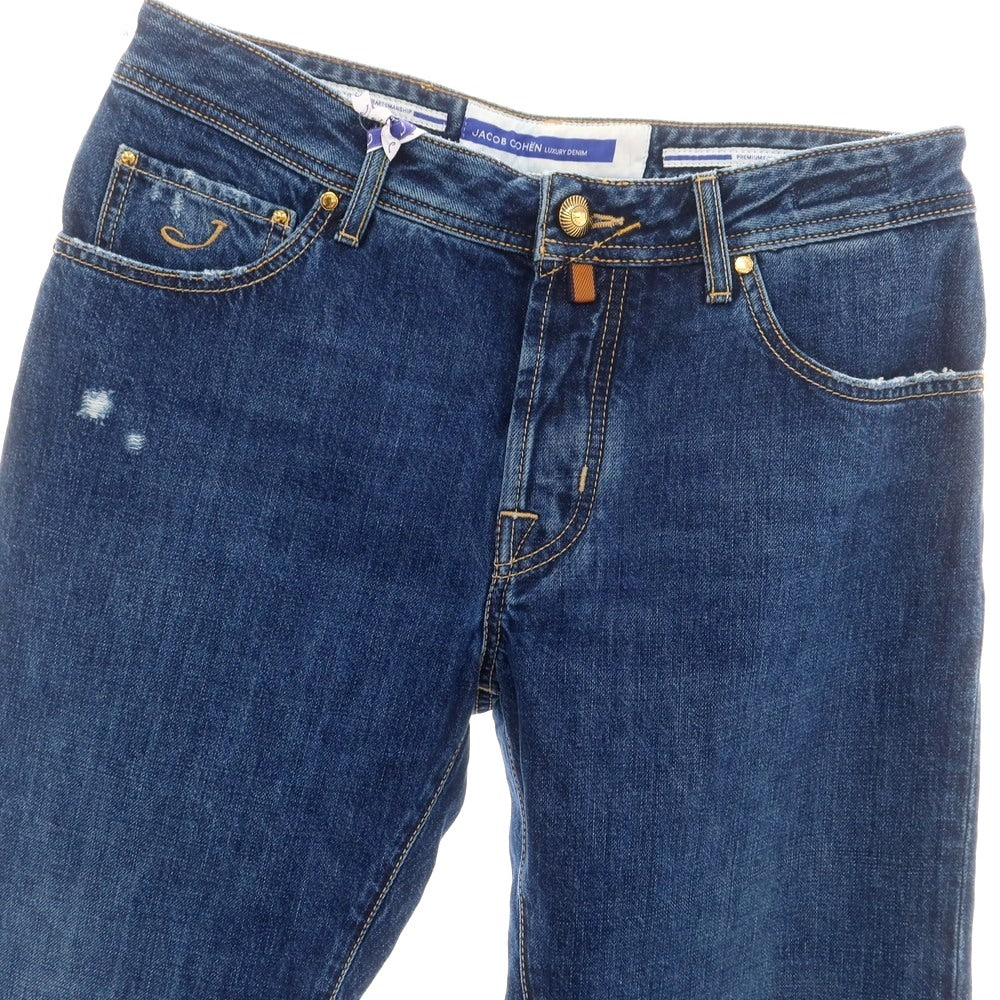 【新品】ヤコブコーエン JACOB COHEN EDUARD クラッシュ加工 コットン ジーンズ デニムパンツ ネイビー【 34 】【 状態ランクN 】【 メンズ 】