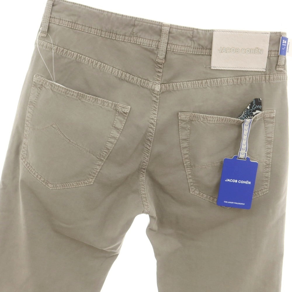 【新品】ヤコブコーエン JACOB COHEN BARNY ストレッチ コットンリヨセル 5ポケットパンツ グレージュ系【 34 】【 状態ランクN 】【 メンズ 】