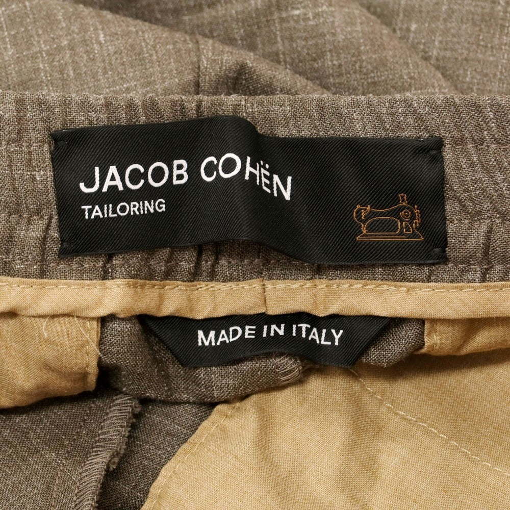 【新品】ヤコブコーエン JACOB COHEN DANIEL ウールシルクリネン イージーパンツ ブラウン【 L 】【 状態ランクN 】【 メンズ 】
