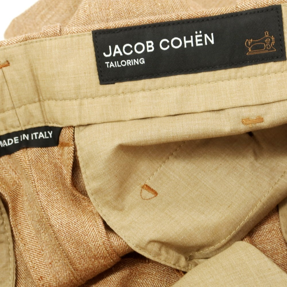 【新品】ヤコブコーエン JACOB COHEN HENRY リネン カジュアルスラックスパンツ ライトブラウン【 34 】【 状態ランクN 】【 メンズ 】
