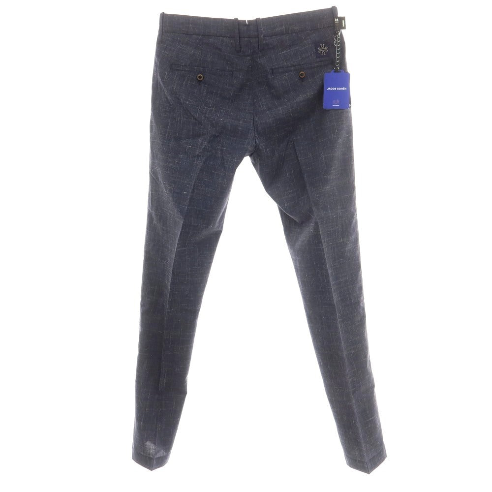【新品】ヤコブコーエン JACOB COHEN BOBBY ウールシルクリネン カジュアルスラックスパンツ ネイビー【 34 】【 状態ランクN 】【 メンズ 】