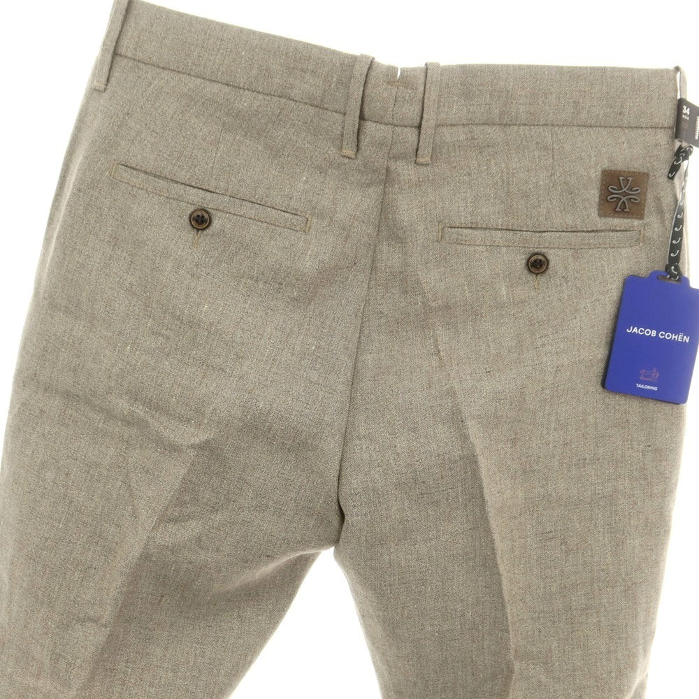 【新品】ヤコブコーエン JACOB COHEN BOBBY リネン カジュアルスラックスパンツ グレーxベージュ【 34 】【 状態ランクN 】【 メンズ 】