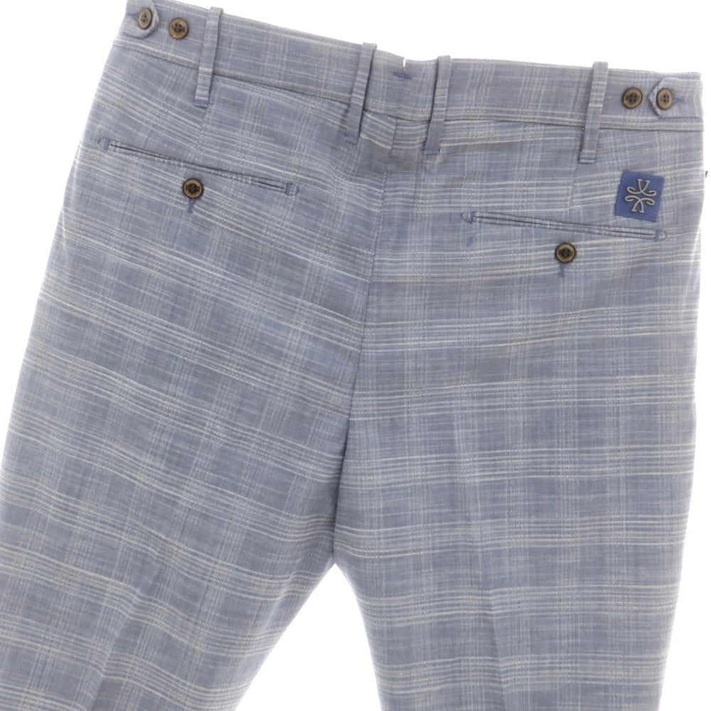 【新品】ヤコブコーエン JACOB COHEN HENRY ストレッチ ウールコットン チェック カジュアルスラックスパンツ ライトネイビーxホワイト【 34 】【 状態ランクN 】【 メンズ 】