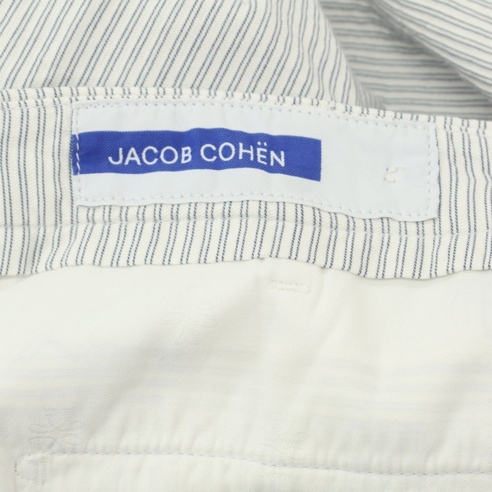 【新品アウトレット】ヤコブコーエン JACOB COHEN HENRY コットンリネンポリエステル ストライプ カジュアルスラックスパンツ ホワイトxネイビー【 34 】【 状態ランクN- 】【 メンズ 】