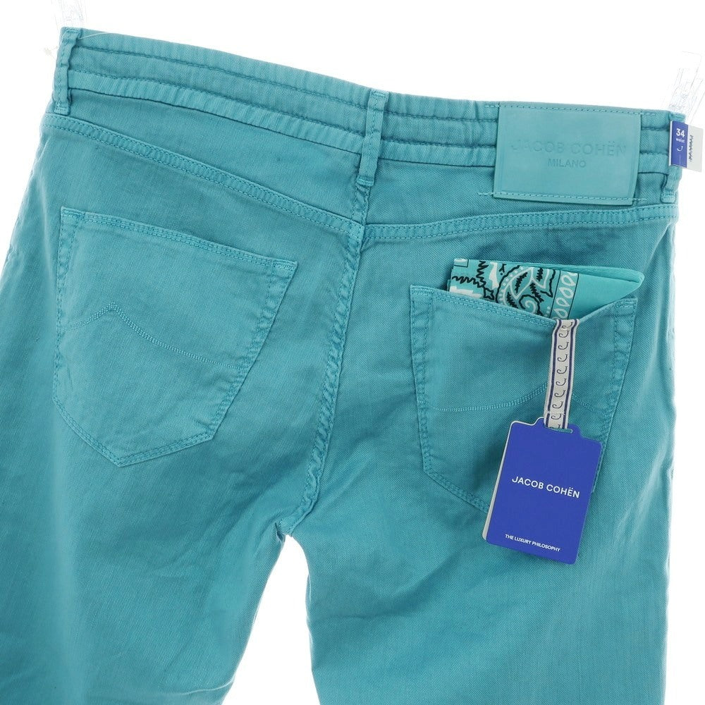 【新品】ヤコブコーエン JACOB COHEN PHARREL ACTIVE ストレッチ リネンコットン イージー 5ポケットパンツ ターコイズ系【 34 】【 状態ランクN 】【 メンズ 】